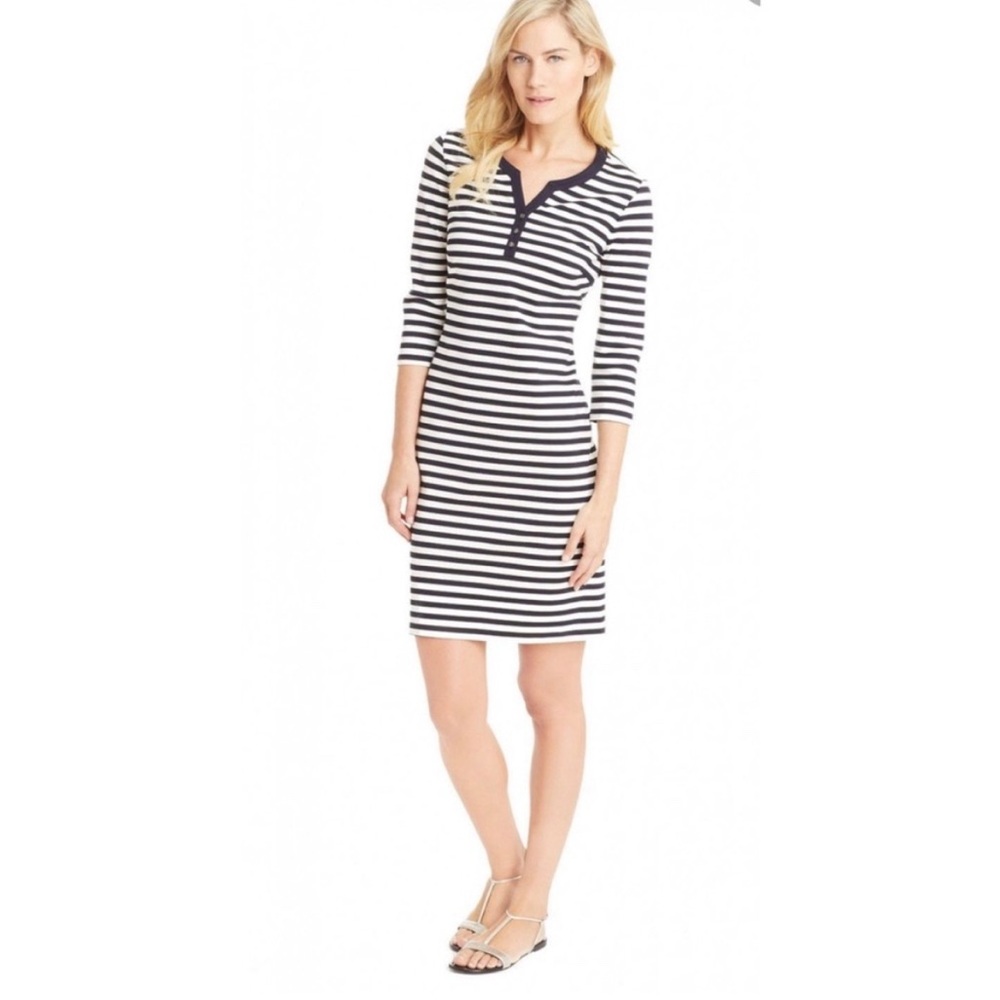 Navy and White Striped Dress